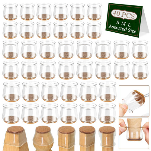 Cuiwos 40 Pcs Chair Leg Floor Protectors with Felt Furniture Pads Silicone Chair Socks Leg Caps